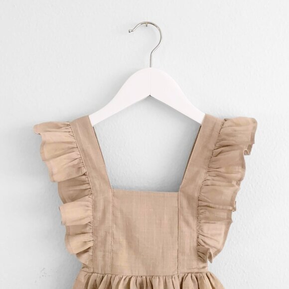 NWT Pretty Girls Linen Dress Bohemian Princess Spring & Summer Boutique Tan 2T - Picture 3 of 3